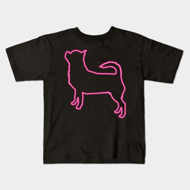 80's Gift 80s Retro Neon Sign Chihuahua Kids T-Shirt by PhuNguyen